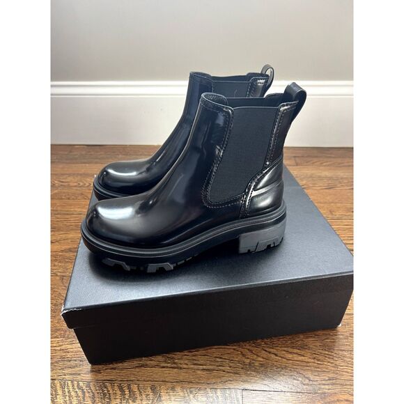 NIB Rag & Bone Shaye Platform Chelsea Bootie Polished Leather Black Size 8 - Picture 6 of 9